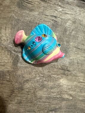 Vintage 3D Multicolored Rhinestone Fish Brooch